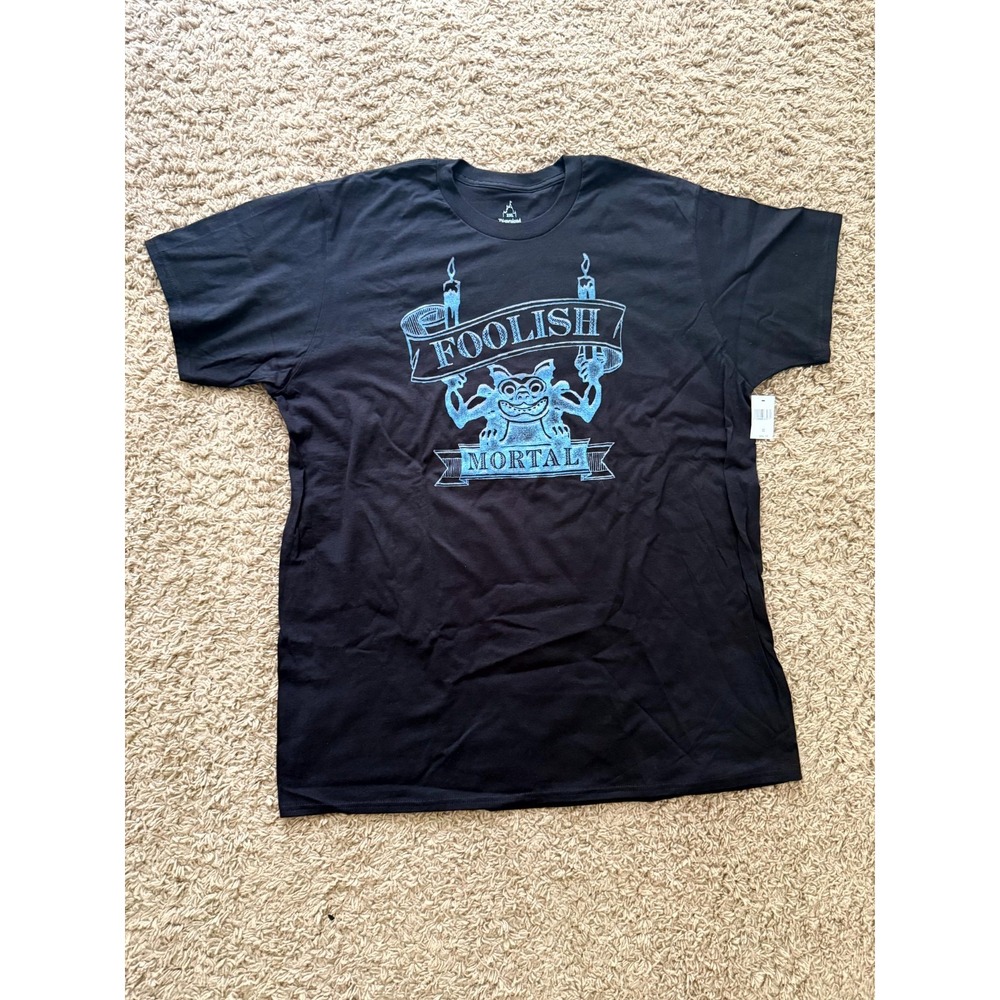 Disneyland Haunted Mansion Foolish Mortal Gargoyle T-Shirt Men 2XL Black Graphic